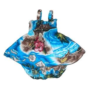 RJC Baby Girl Smocked Tropical Floral Hawaiian Dress & Bloomers 12 Months